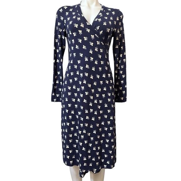 Boden Navy Blue Ditsy Floral Jersey Knit Shirt Dress Size 8 - Picture 1 of 7